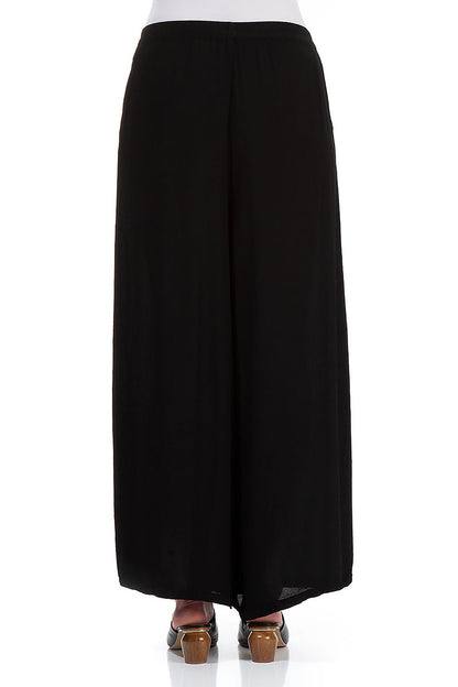 Wide Black Viscose Trousers 2