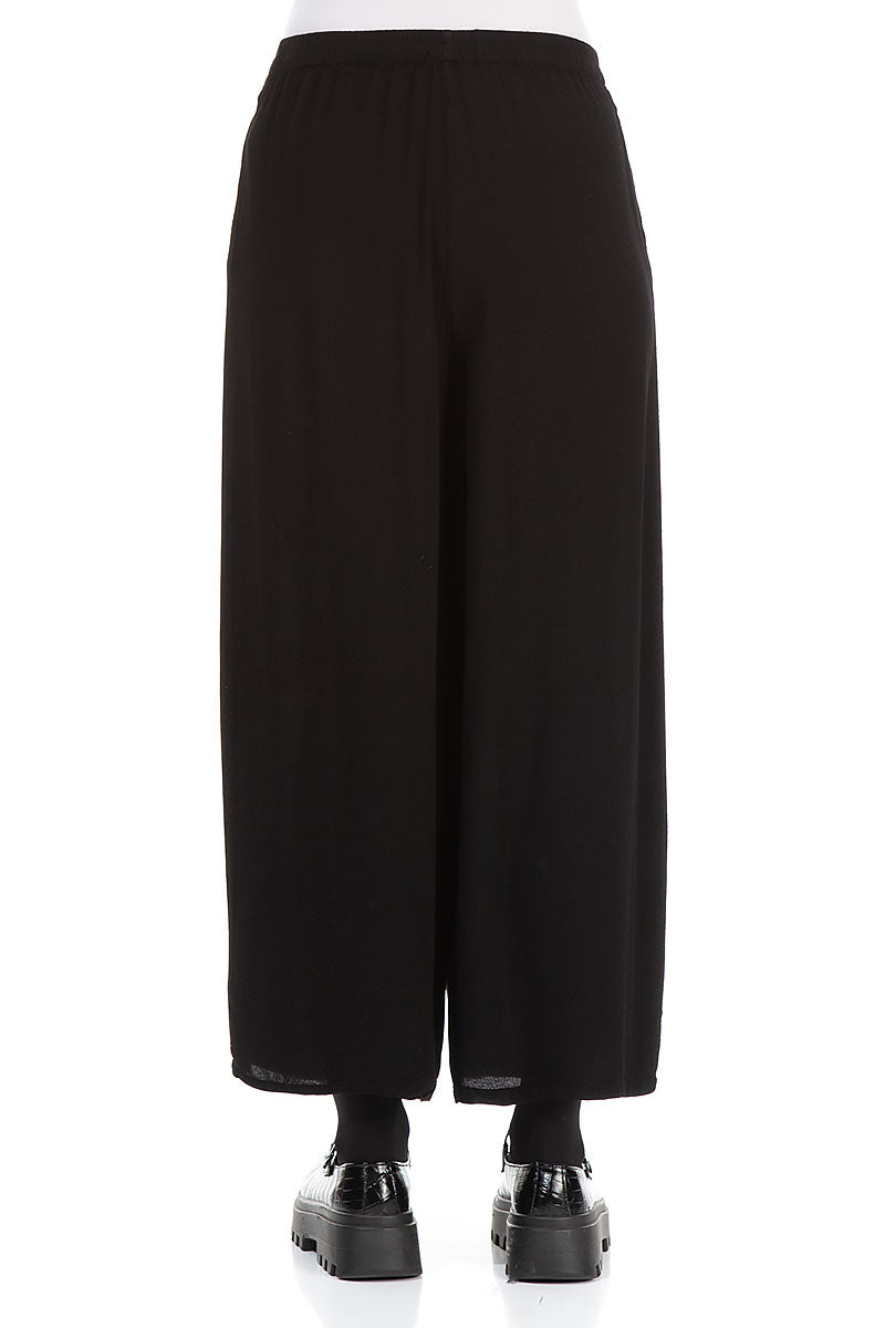 Wide Black Viscose Trousers 2