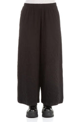 Wide Black Wavy Cotton Trousers 1