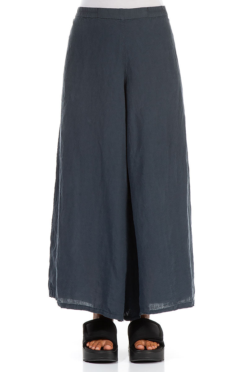 Wide Charcoal Linen Trousers 1