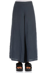 Wide Charcoal Linen Trousers 1