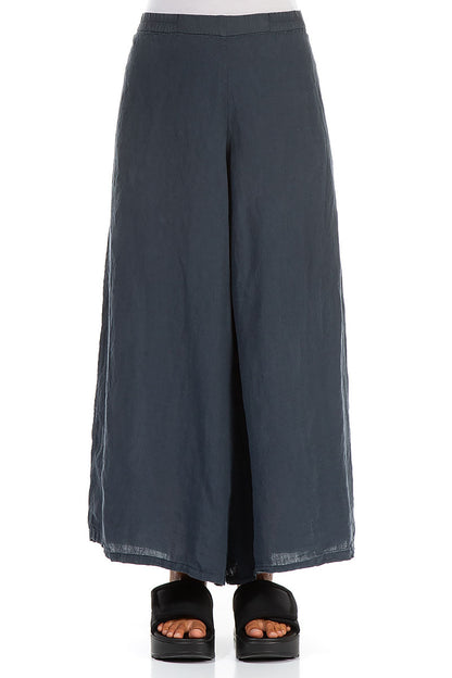 Wide Charcoal Linen Trousers 1
