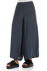 Wide Charcoal Linen Trousers 3