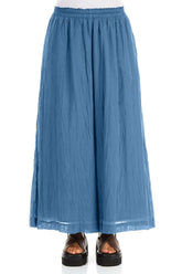 Wide Cobalt Blue Crumpled Cotton Trousers 1