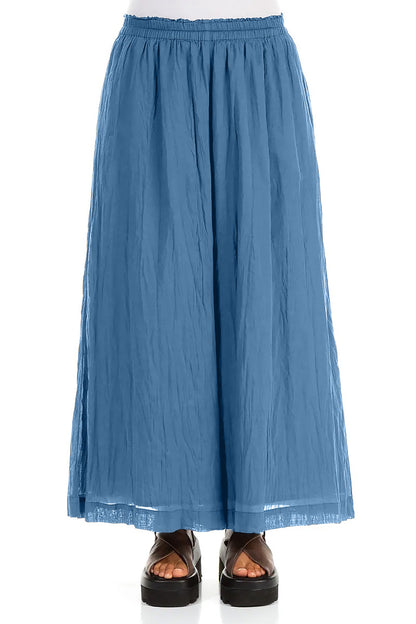 Wide Cobalt Blue Crumpled Cotton Trousers 1