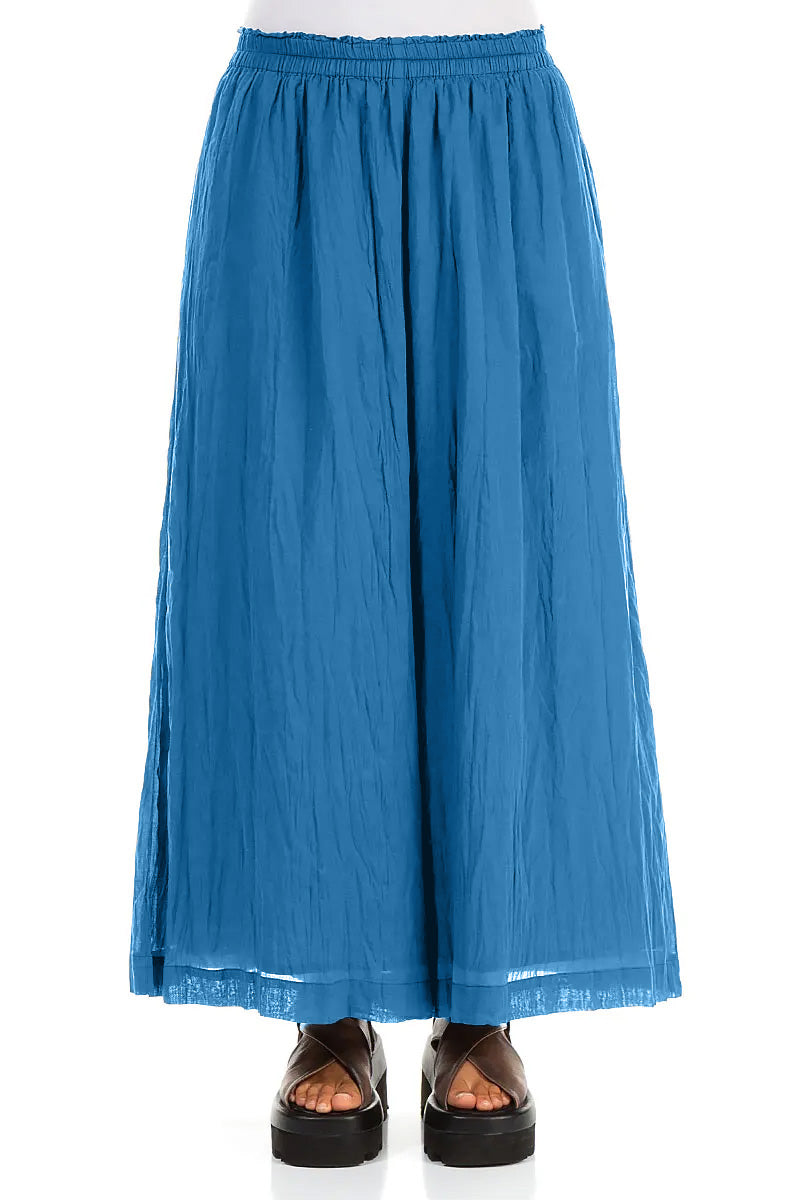Wide Cobalt Blue Crumpled Cotton Trousers 1