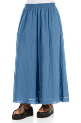 Wide Cobalt Blue Crumpled Cotton Trousers 3