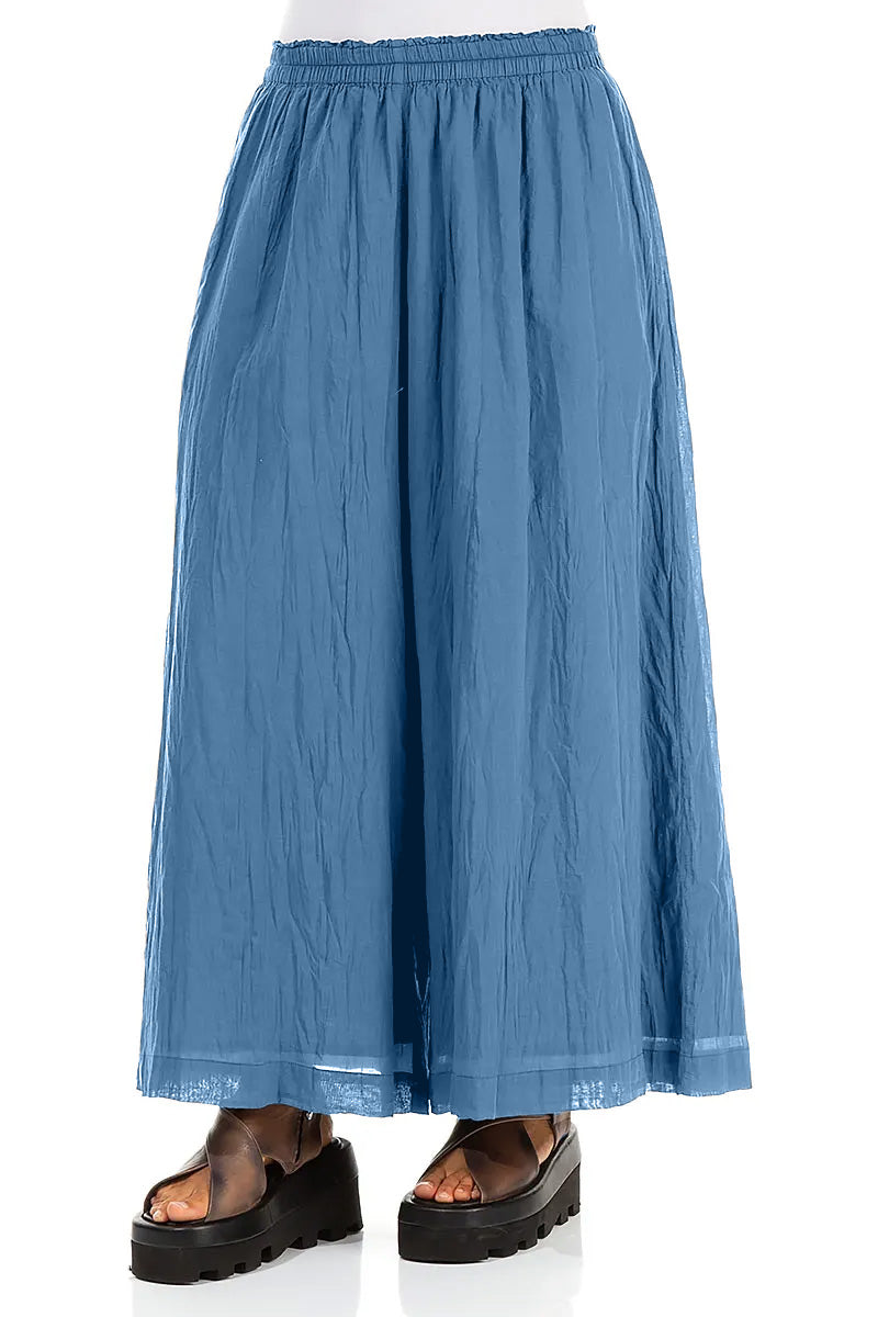 Wide Cobalt Blue Crumpled Cotton Trousers 3