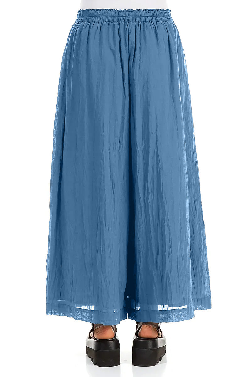 Wide Cobalt Blue Crumpled Cotton Trousers 2