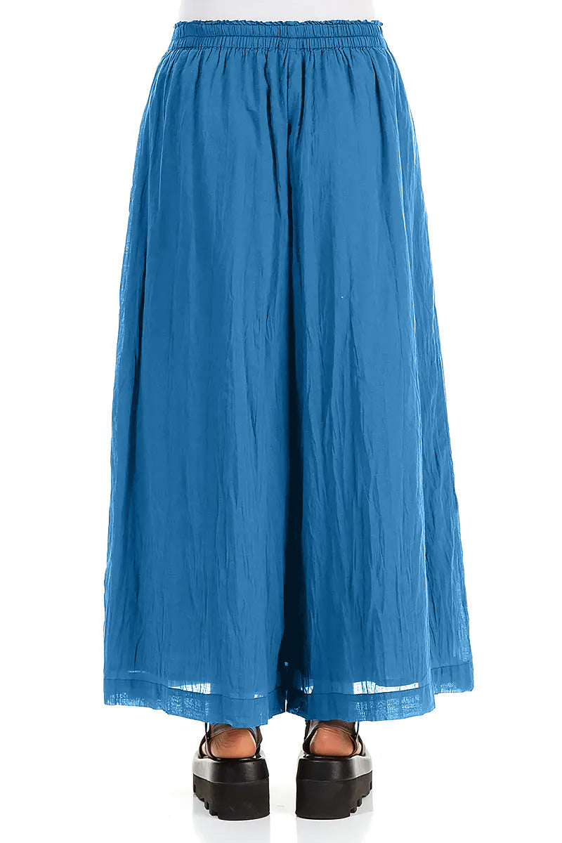 Wide Cobalt Blue Crumpled Cotton Trousers 2