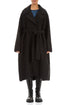 Wide Collar Black Quilted Silk Coat 1