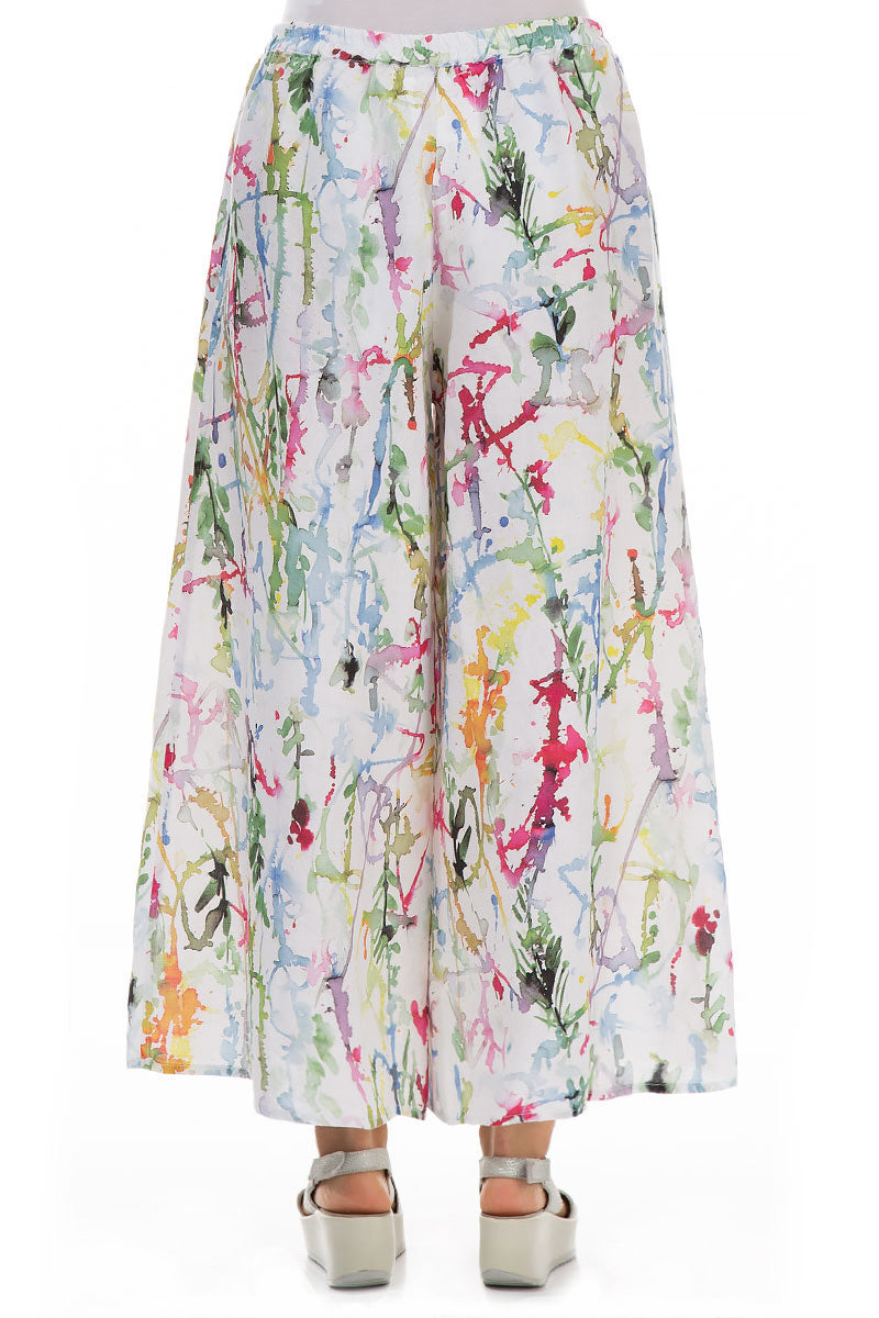 Wide Colour Splash Linen Trousers 2