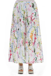 Wide Colour Splash Linen Trousers 1