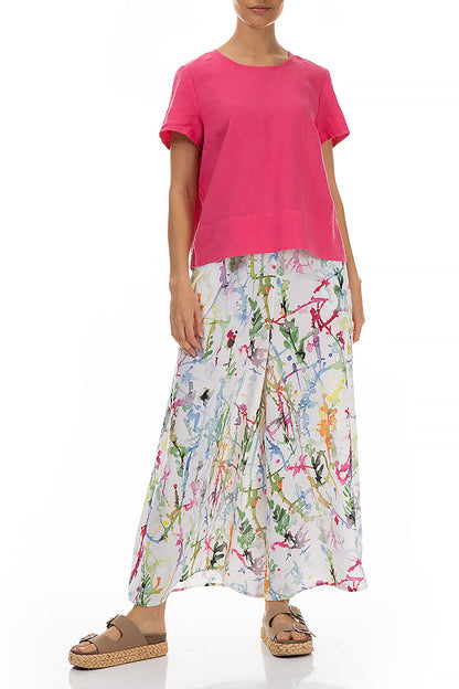 Wide Colour Splash Linen Trousers 4