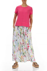 Wide Colour Splash Linen Trousers 5