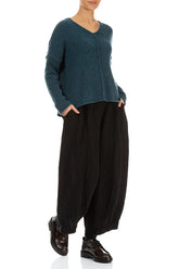 Wide Crinkled Forest Brown Silk Trousers 4