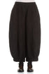 Wide Crinkled Forest Brown Silk Trousers 1