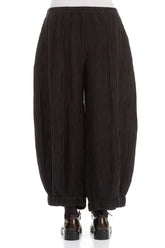 Wide Crinkled Forest Brown Silk Trousers 2