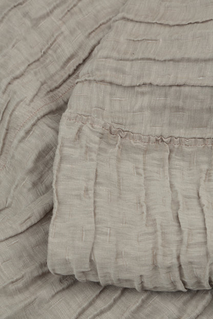 Wide Cropped Crinkled Beige Silk Linen Trousers 5