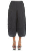 Wide Cropped Crinkled Graphite Silk Linen Trousers 1