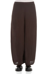 Wide Cropped Forest Brown Viscose Trousers 1