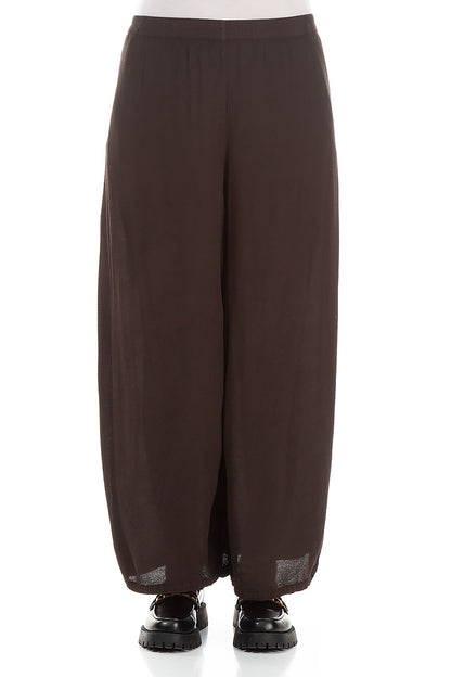 Wide Cropped Forest Brown Viscose Trousers 1