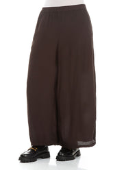 Wide Cropped Forest Brown Viscose Trousers 3