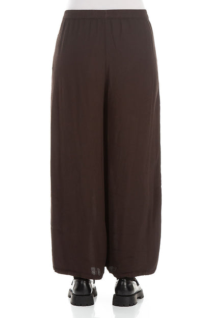 Wide Cropped Forest Brown Viscose Trousers 2