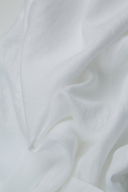 Wide Cropped White Linen Trousers