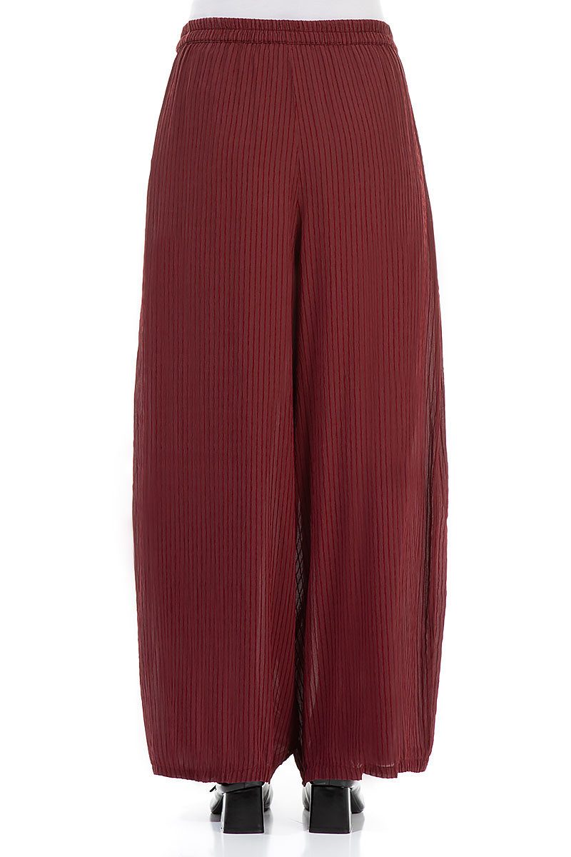 Wide Dark Red Silk Viscose Trousers 2