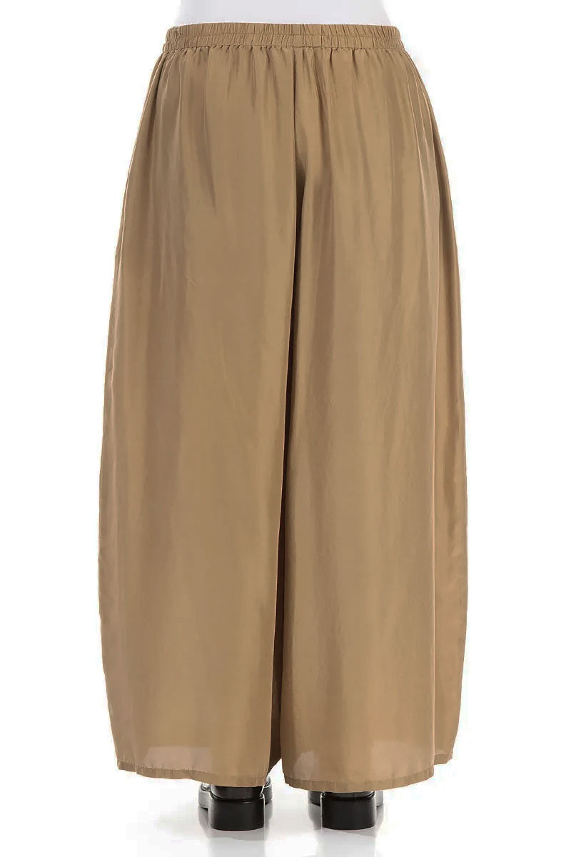 Wide Flowy Aged Copper Pure Silk Trousers 2