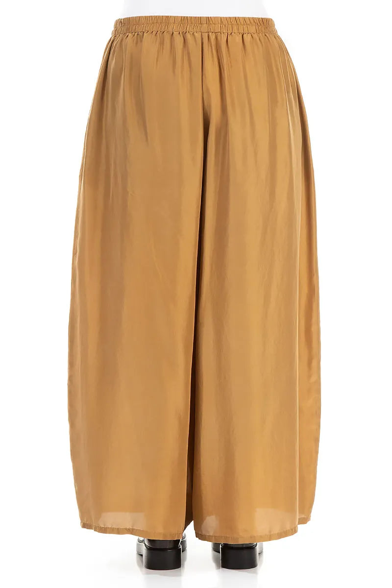 Wide Flowy Aged Copper Pure Silk Trousers 2