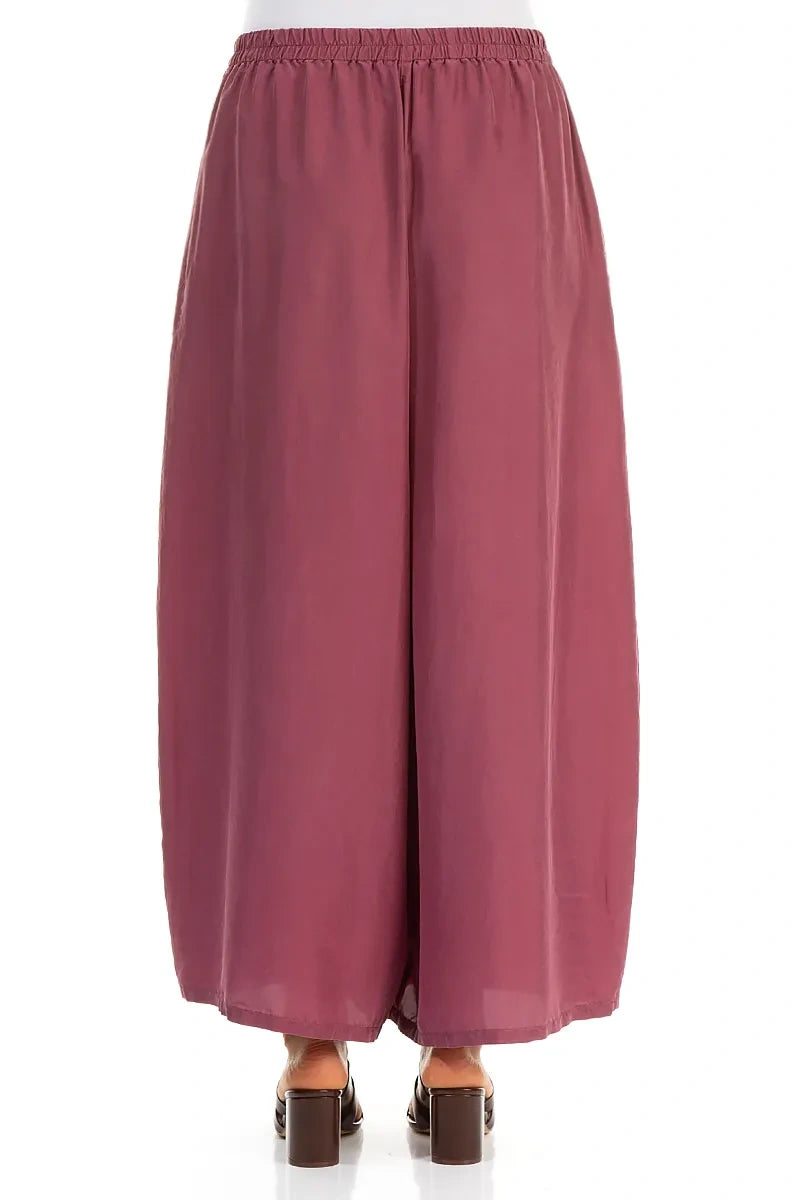 Wide Flowy Antique Ruby Pure Silk Trousers