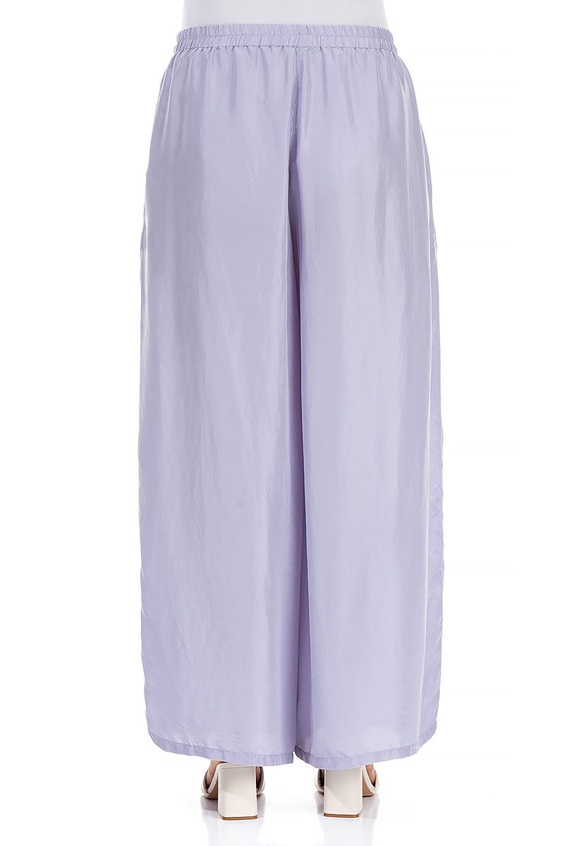 Wide Flowy Lavender Pure Silk Trousers 2