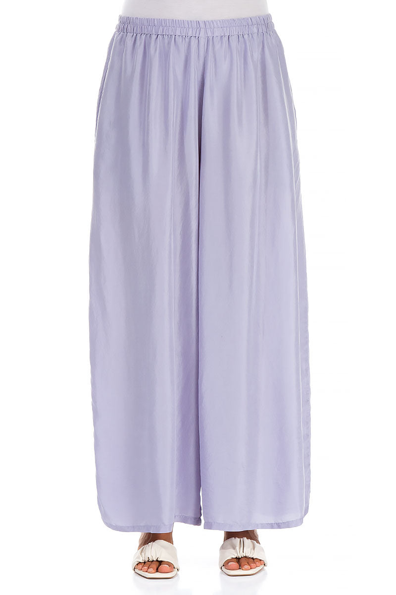 Wide Flowy Lavender Pure Silk Trousers 1