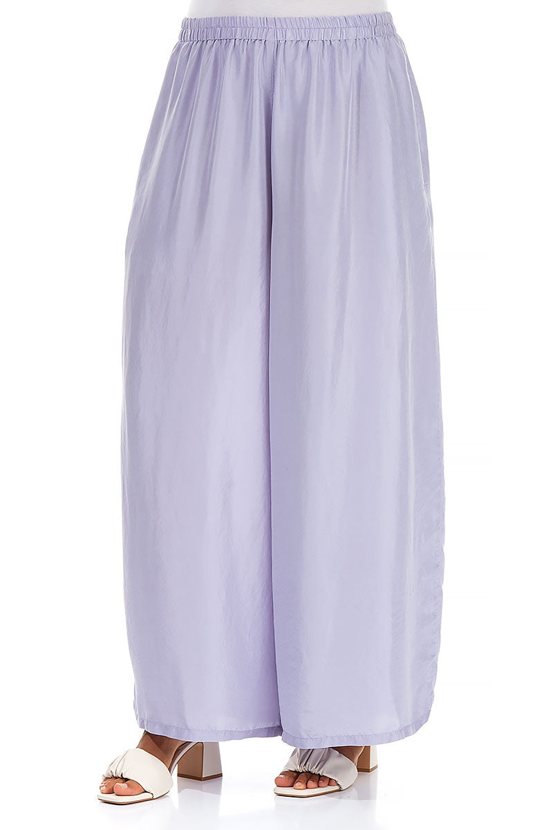 Wide Flowy Lavender Pure Silk Trousers 3