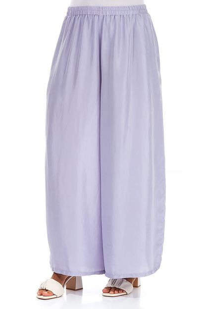 Wide Flowy Lavender Pure Silk Trousers 3