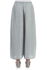 Wide Flowy Sage Pure Silk Trousers 2
