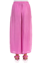 Wide Flowy Wild Berry Pure Silk Trousers 2