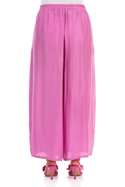 Wide Flowy Wild Berry Pure Silk Trousers 2
