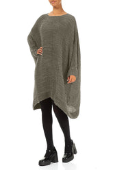 Wide Forest Mist Plissé Silk Kaftan Dress 4