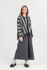 Wide Graphite Crumpled Cotton Trousers 6