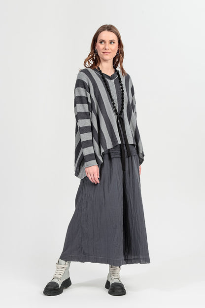 Wide Graphite Crumpled Cotton Trousers 6