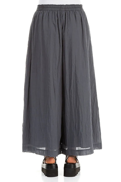 Wide Graphite Crumpled Cotton Trousers 2