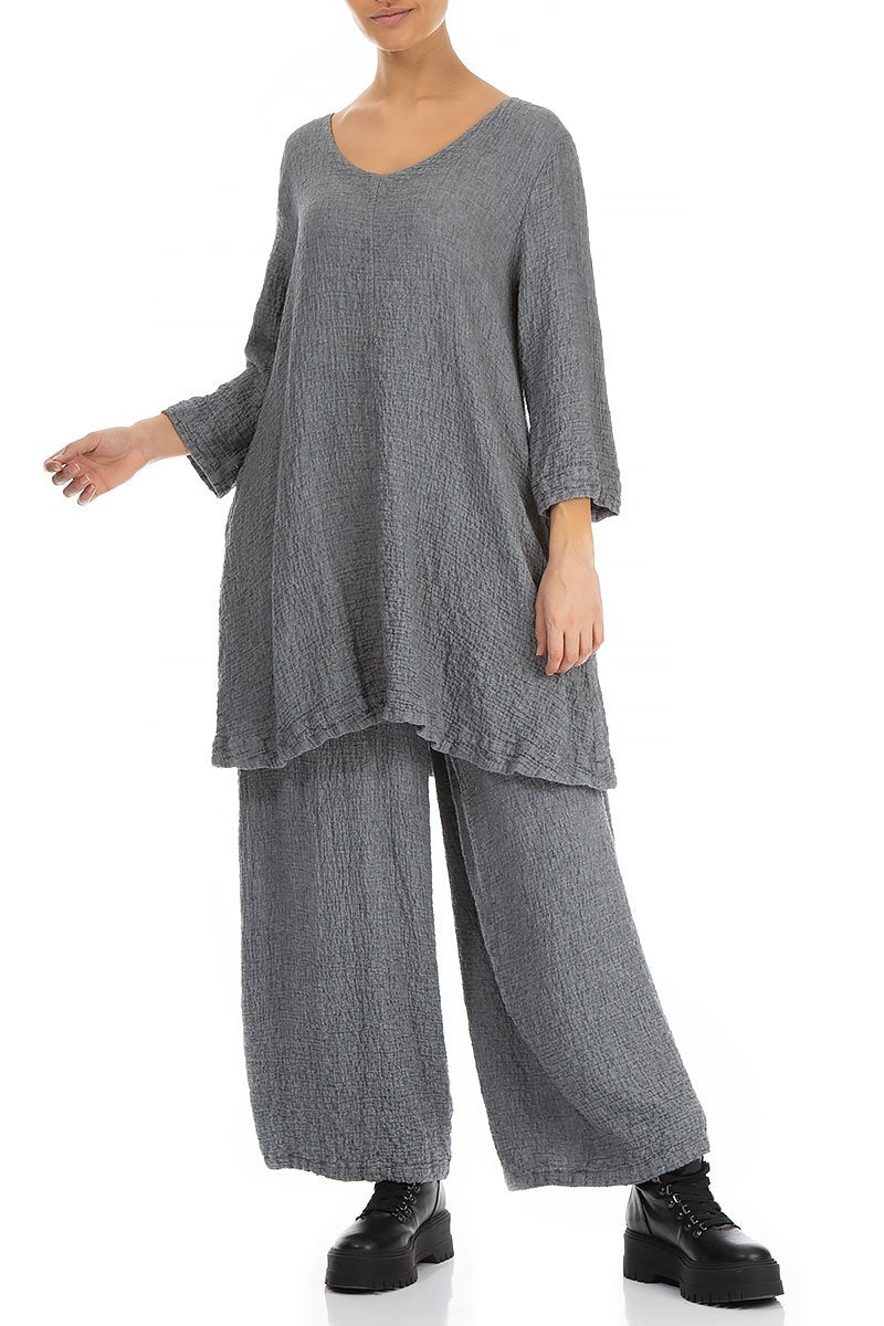 Wide Grey Wool Trousers 4