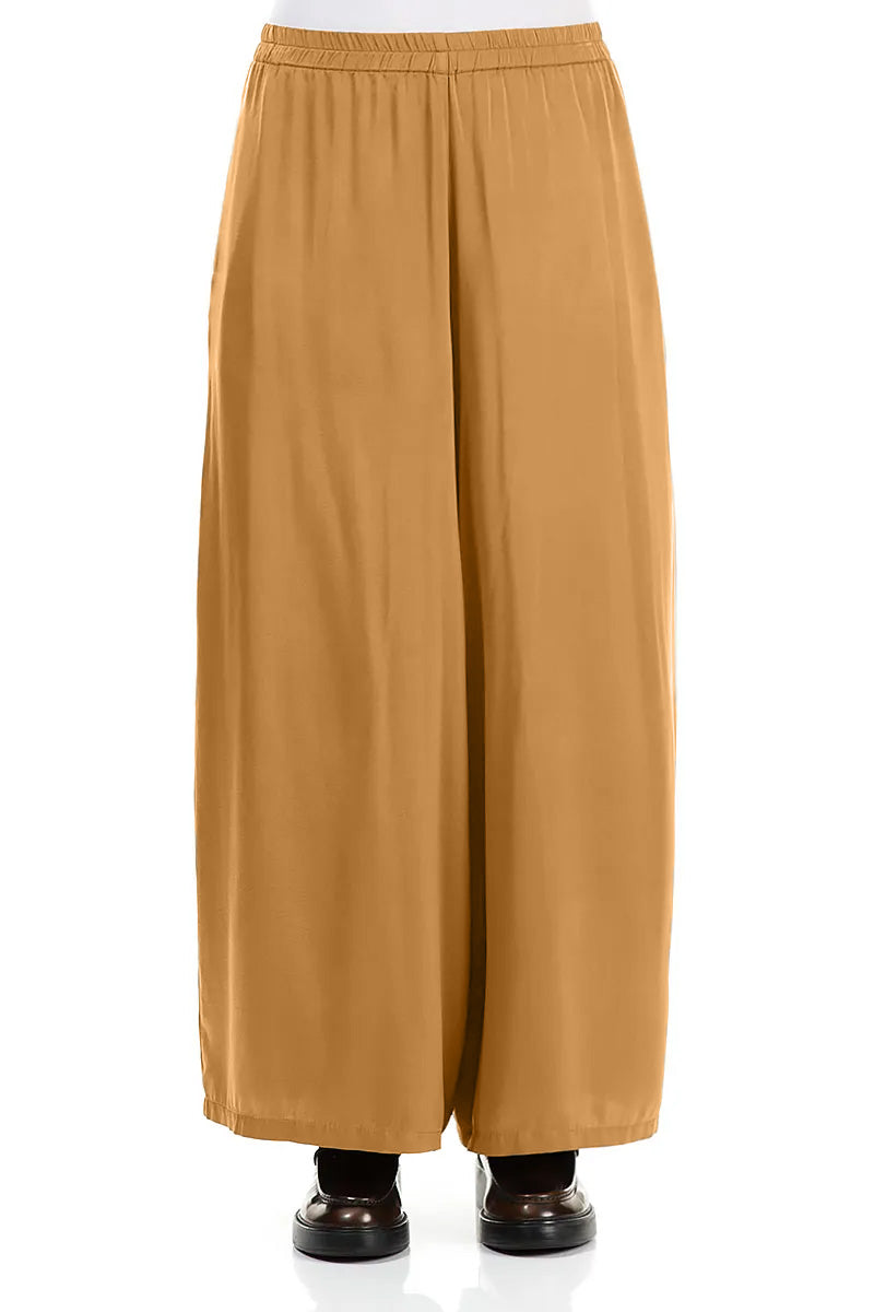 Wide Leg Aged Copper Silk Trousers 1
