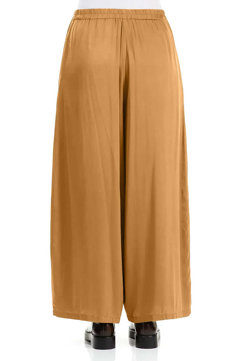 Wide Leg Aged Copper Silk Trousers 2