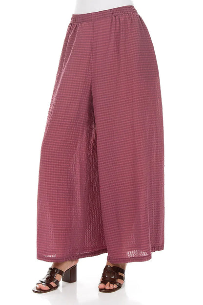 Wide Leg Antique Ruby Textured Silk Trousers 3