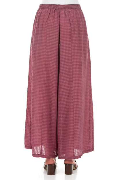 Wide Leg Antique Ruby Textured Silk Trousers 2