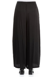 Wide Leg Black Silk Trousers 2